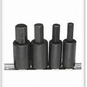 Metric Hex Bit Driver Set 4 Pcs  10mm, 12mm, 14mm & 17mm Bits 1/2" Sq.Dr on rail