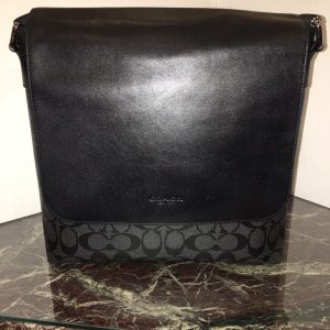 Coach F54771 Charcoal Black Charles Small Messenger Bag With Signature PVC