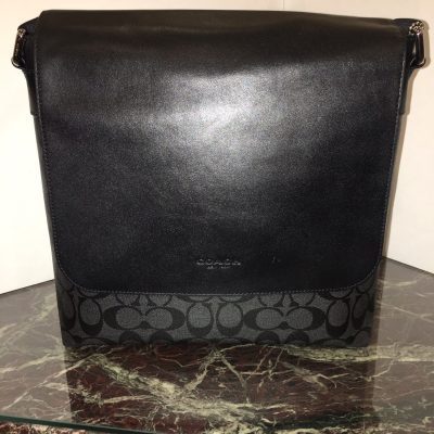 Coach F54771 Charcoal Black Charles Small Messenger Bag With Signature PVC