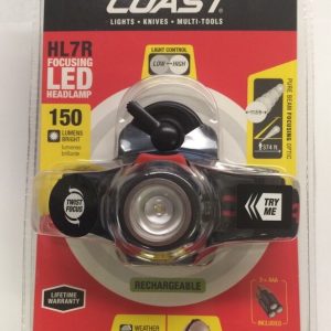 Coast HL7R Rechargeable Head Lamp 150 lumens Bright Clamp shelf Package
