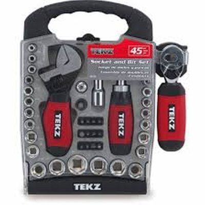 Titan 45pcs 3/8 1/4" MM SAE Socket & Stubby Ratchet Drive Bit Kit With Case