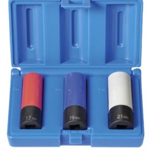 Grey Pneumatic 1503TP Extra Thin Wall 1/2" Drive Impact Socket Set 17,19,21 Mm