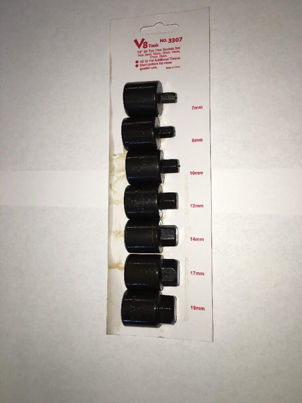 V8 3307 1/2" Drive 7 Piece Hex Socket Set