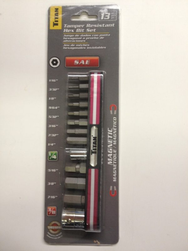 TITAN 16135 13 Piece Tamper Resistant Hex Bit Set SAE