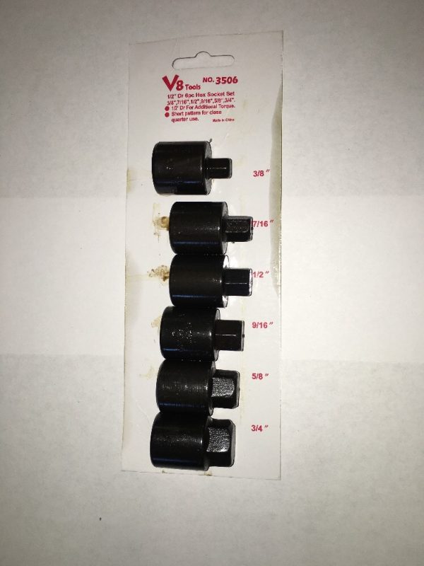 V8 3506 1/2" Drive 6 Piece Hex Sock Set - Image 3