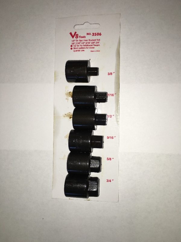 V8 3506 1/2" Drive 6 Piece Hex Sock Set