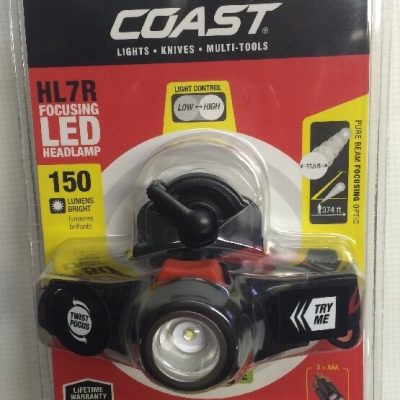 Coast HL7R 130 Lumen Rechargeable Focusing LED Headlamp - Clam Pack TT7498CP
