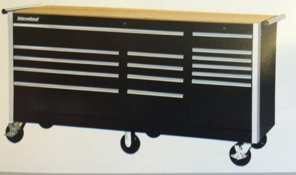 International Tool Box  75" Wide Cabinet Red, Black, Blue - Image 3