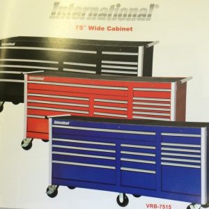 International Tool Box  75" Wide Cabinet Red, Black, Blue