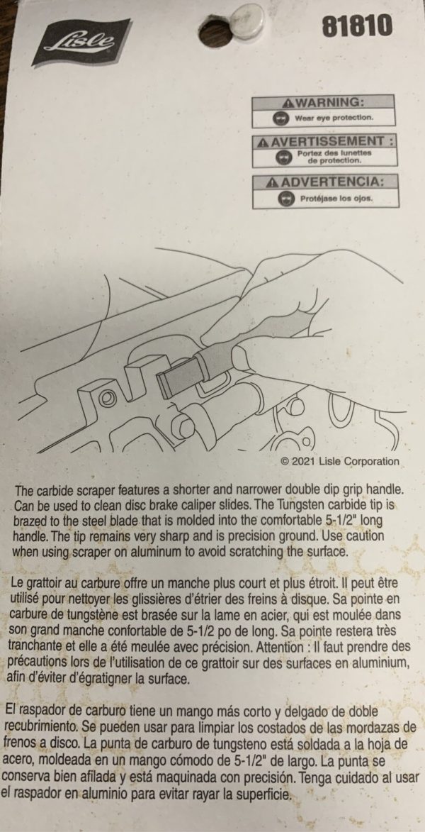 LISLE 81810 5/8" Carbide Scraper, 5 inches - Image 3