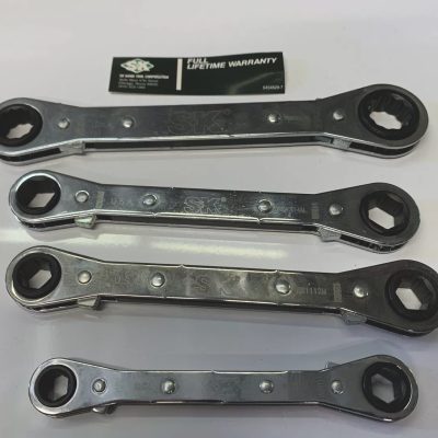 SK Hand Tools 4 Piece 9MM to 17MM Ratcheting Box End Wrench Set Made in USA