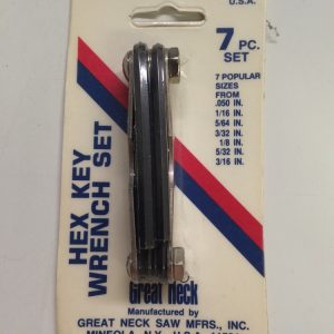 7 Piece Hex Key Standard Wrench Set .05" To 3/16" Made In USA