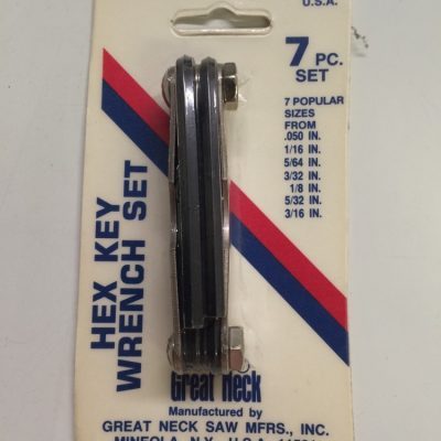 7 Piece Hex Key Standard Wrench Set .05" To 3/16" Made In USA