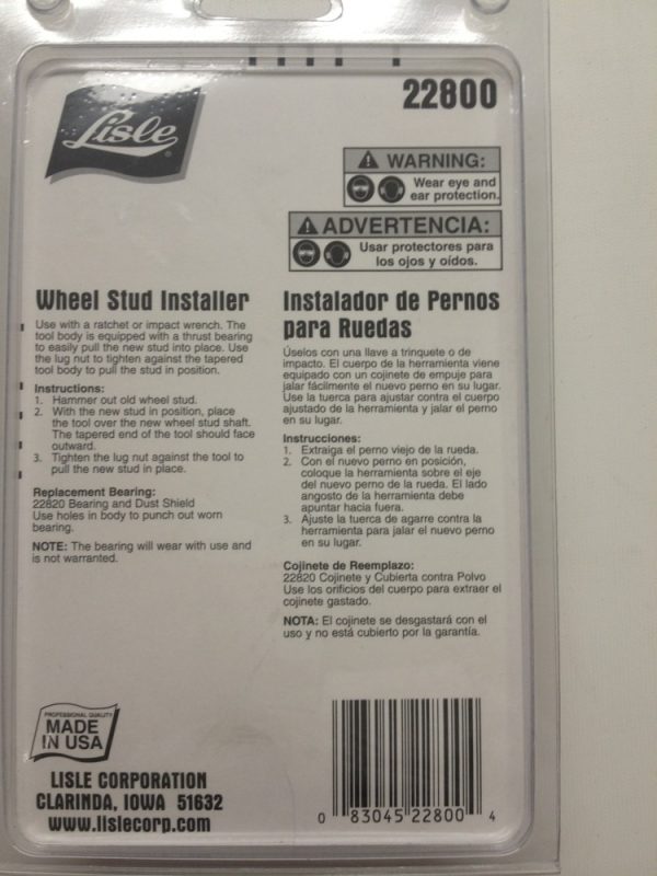 Lisle 22800  Wheel Stud Installer - Image 3