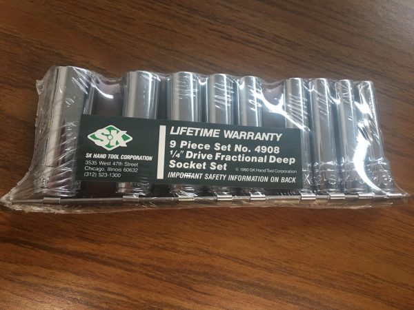 SK4908 9 piece 1/4" drive fractional deep socket set