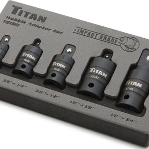 TITAN 5 Piece Wobble Adapter Socket Tool Set,  1/4-3/8  - 1/2 - 3/4