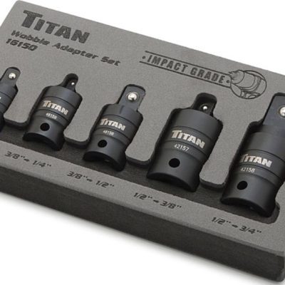 TITAN 5 Piece Wobble Adapter Socket Tool Set, 1/4-3/8 - 1/2 - 3/4